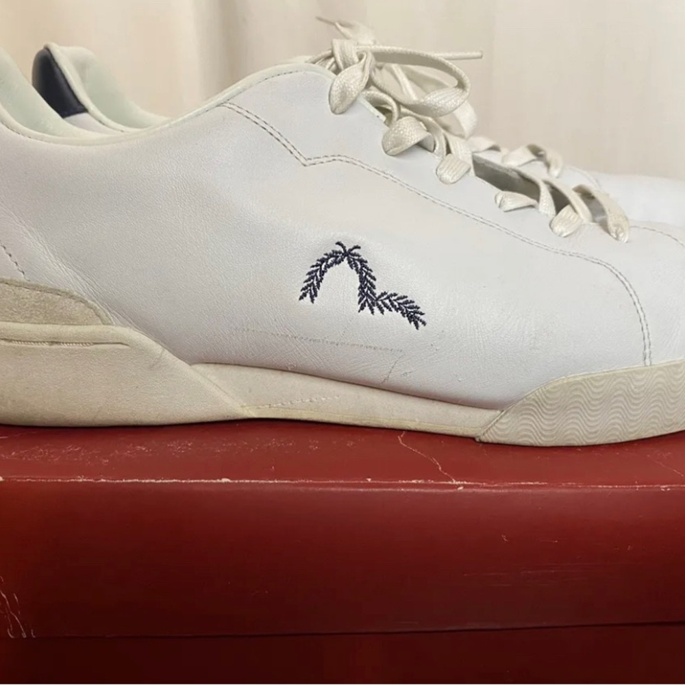 Evisu White Navy Leather Laurel Mens Shoes Size 13 Vintage